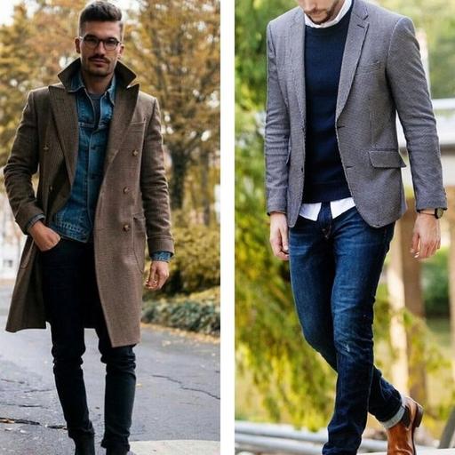 Imagen de dos hombres vistiendo en capas con una chaqueta.