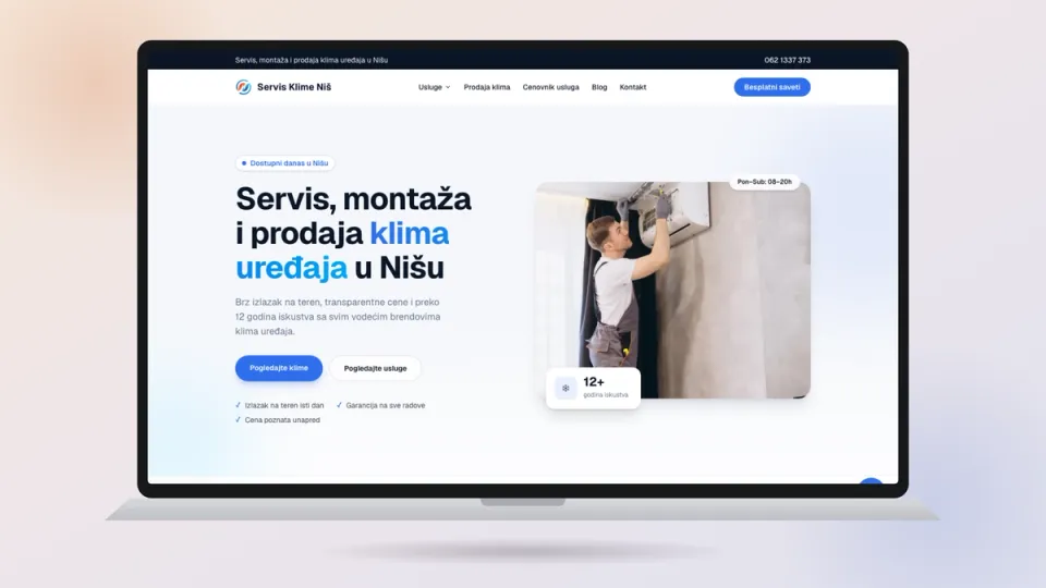 Početna stranica sajta Servis Klime Niš