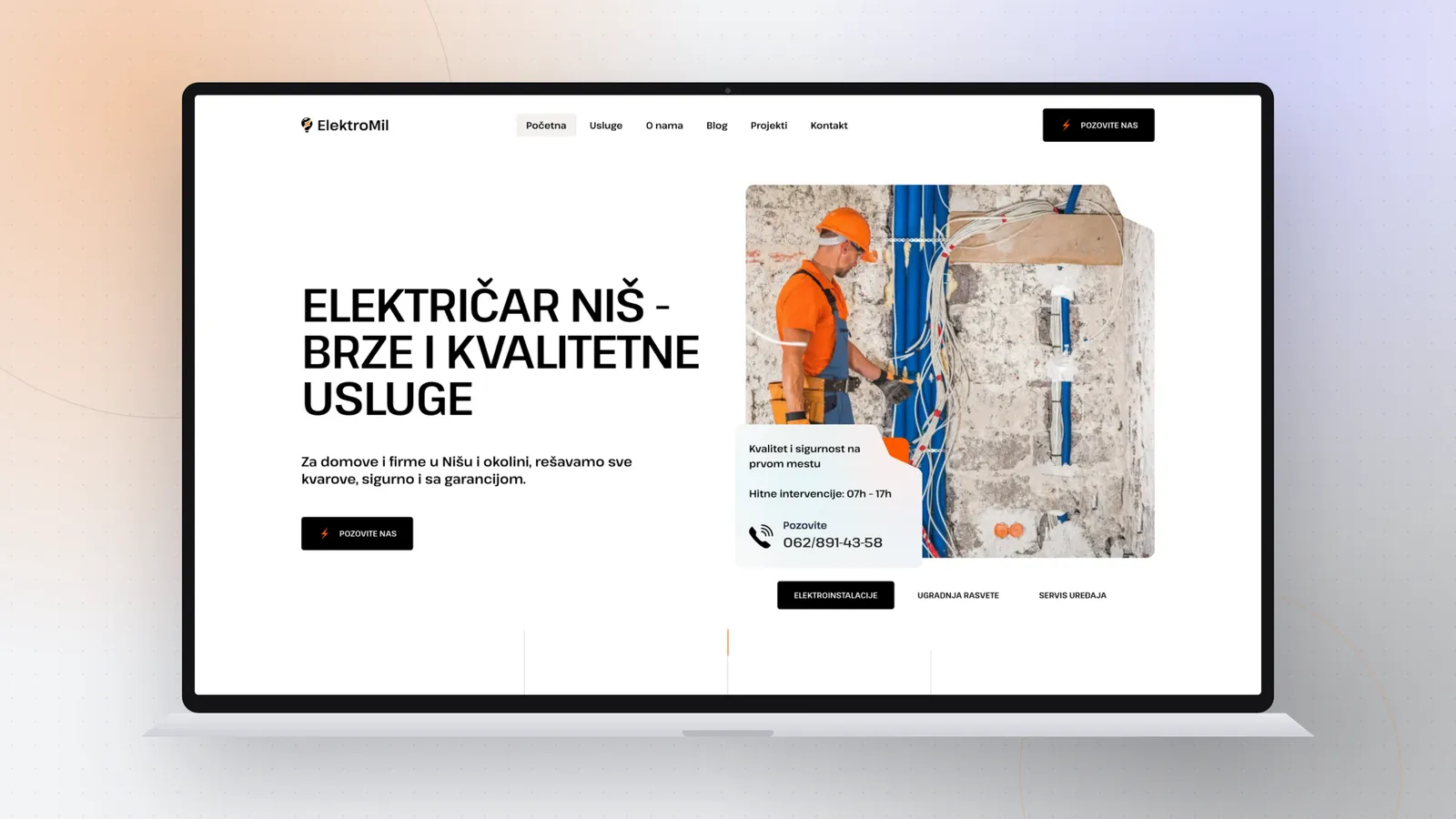 Početna stranica sajta ElektroMil