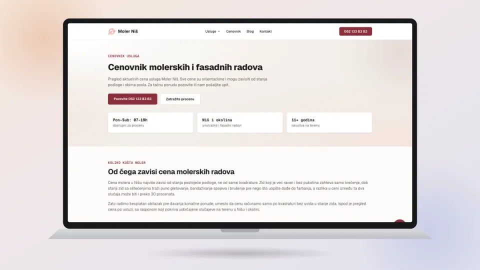 Cenovnik molerskih radova