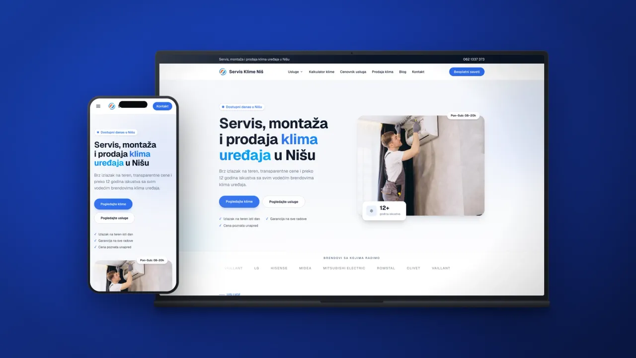 Sajt koji smo napravili za Servis Klime Niš