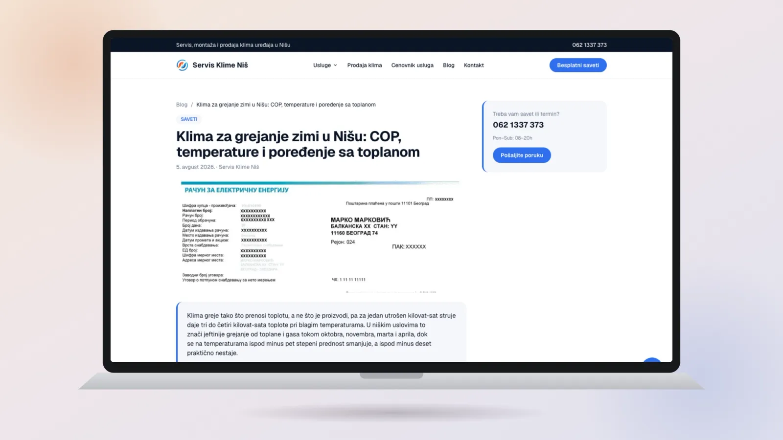 Tekst na blogu o grejanju klimom zimi