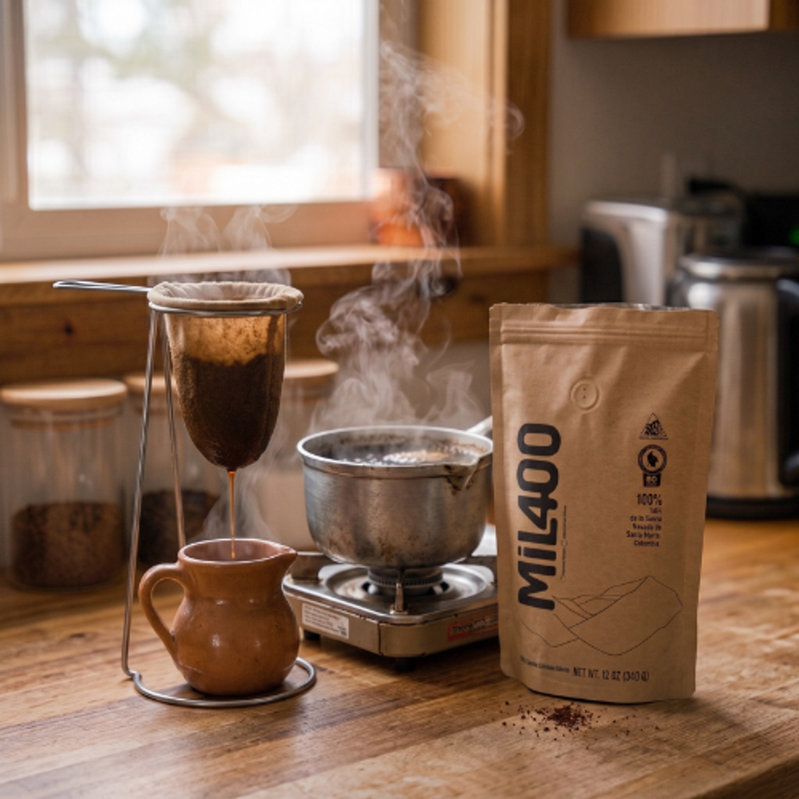 Café tradicional preparado en olla