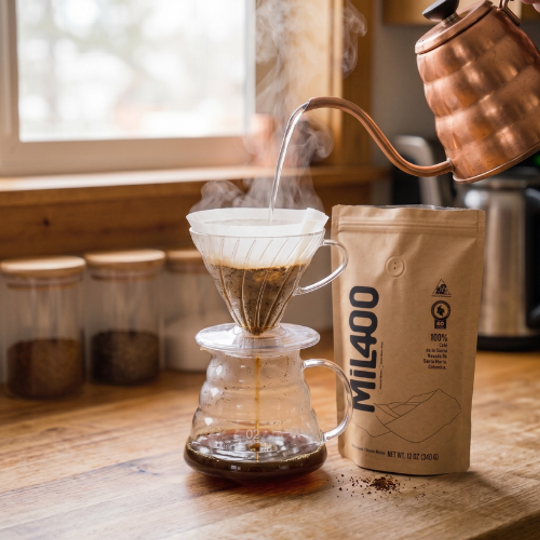 Chemex sobre superficie de madera