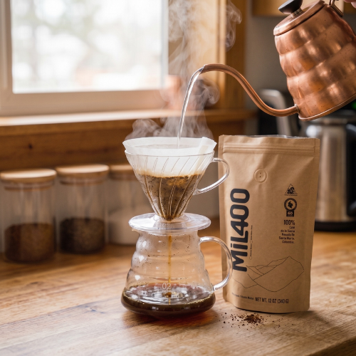 Chemex sobre superficie de madera