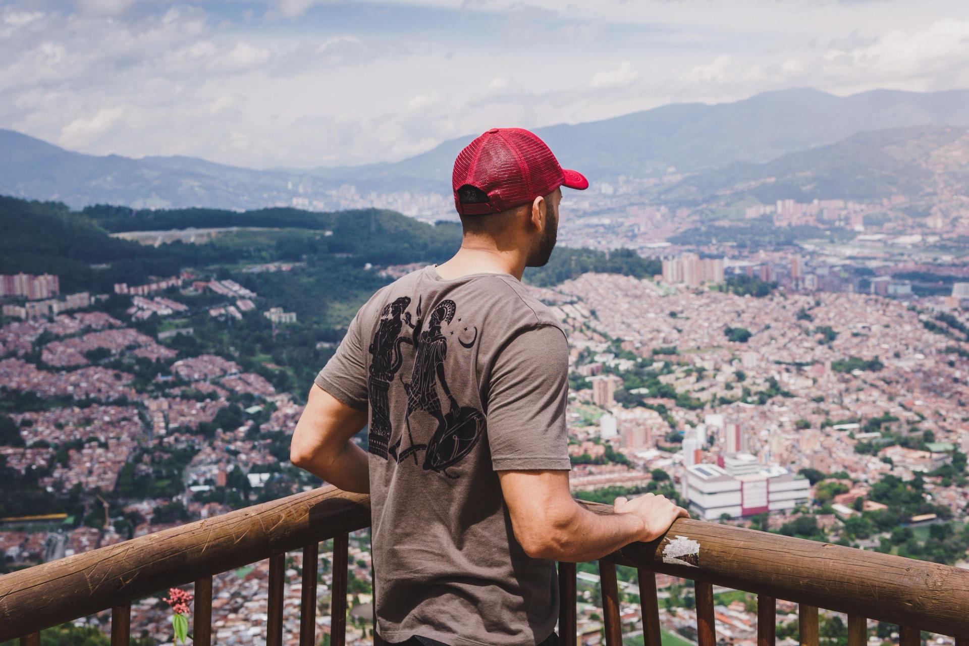 Digital nomad overlooking Medellin