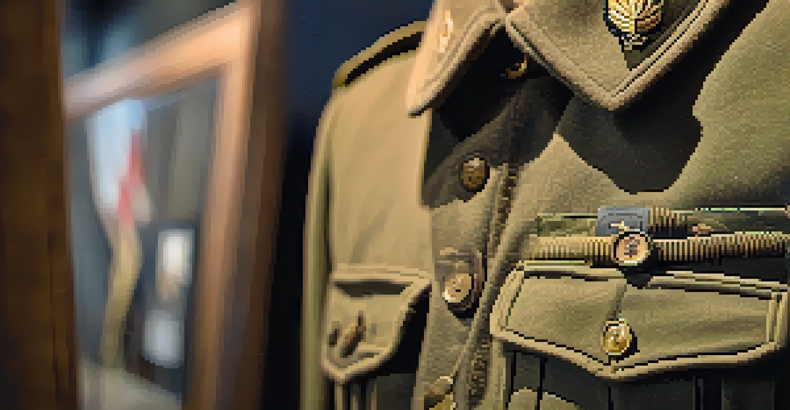 A close-up view of a World War I soldier's uniform displayed on a mannequin, showcasing detailed craftsmanship.