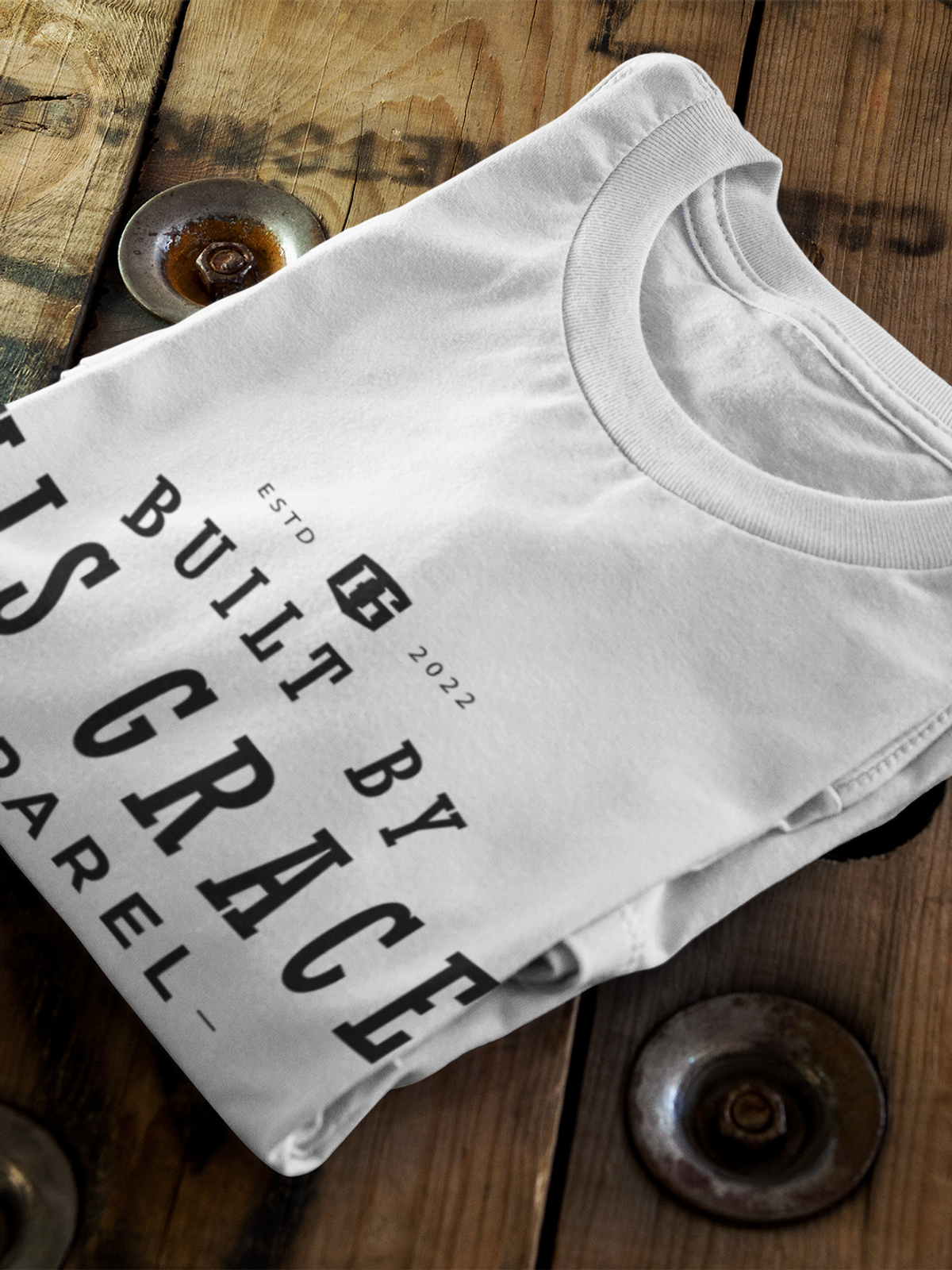 Folded t-shirt on table
