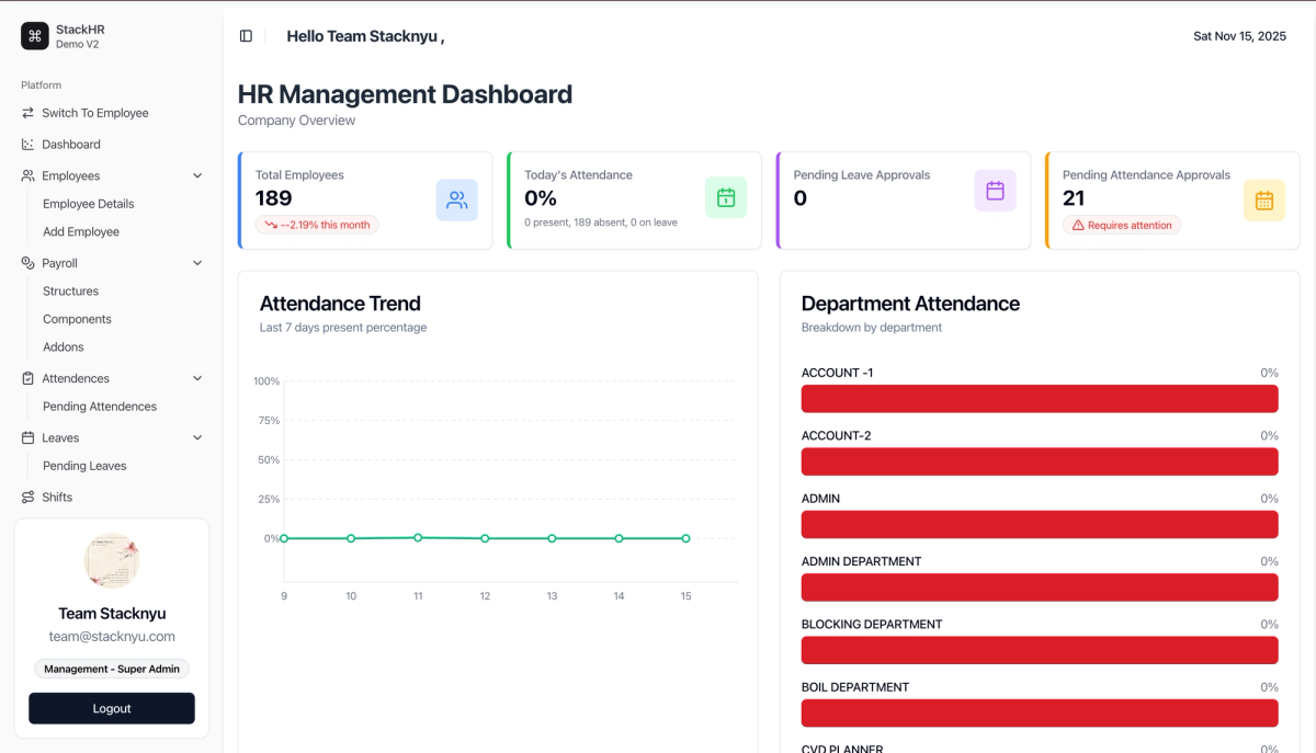StackHR – A Fully Customisable HR Management System for Complex Organisations image