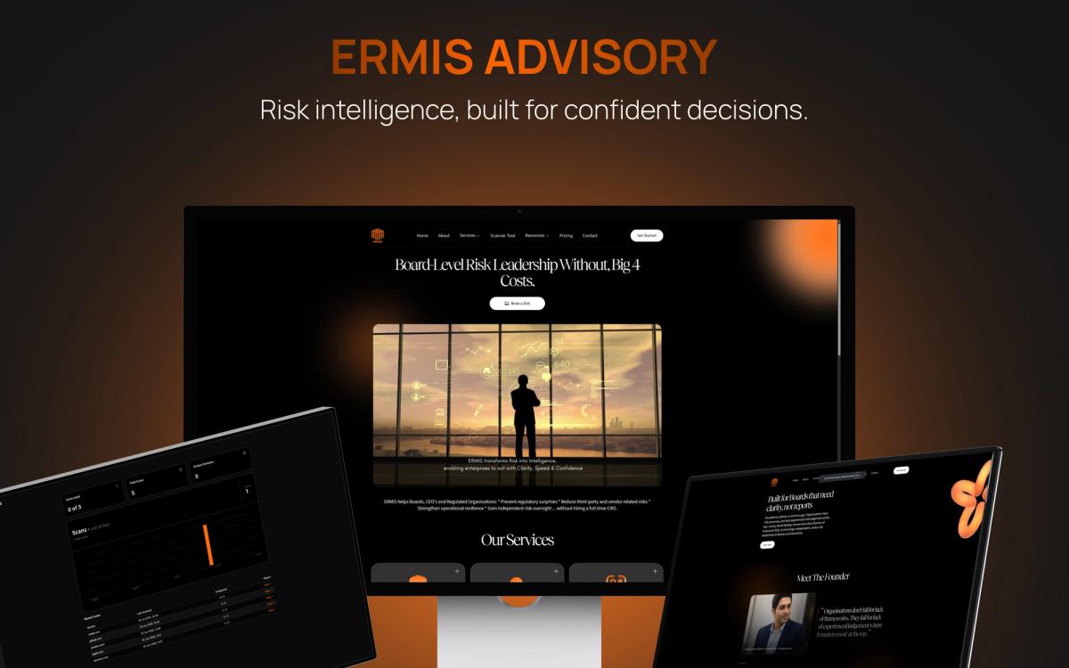 Risk advisory website for fractional CRO and board-level services