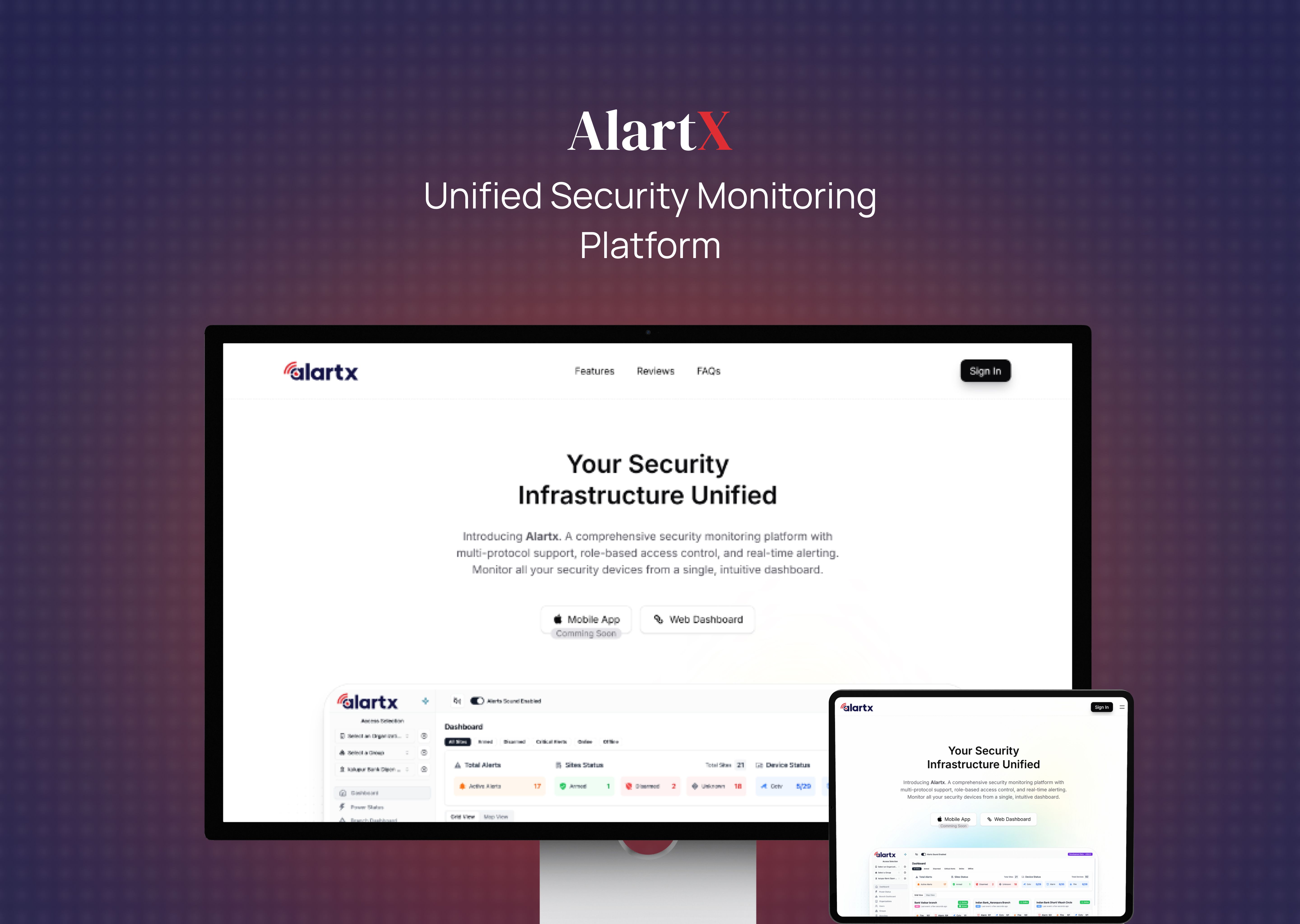 Alartx – Unified Security Infrastructure for Enterprise-Scale Institutions interface