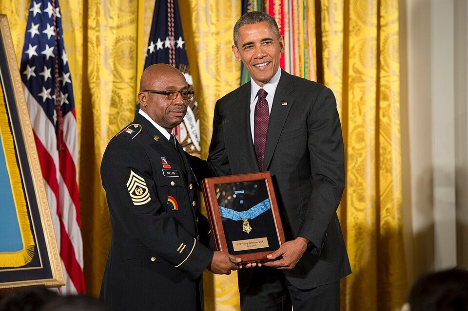 President Obama delivers the Medal of Honor to Henry Johnson's family