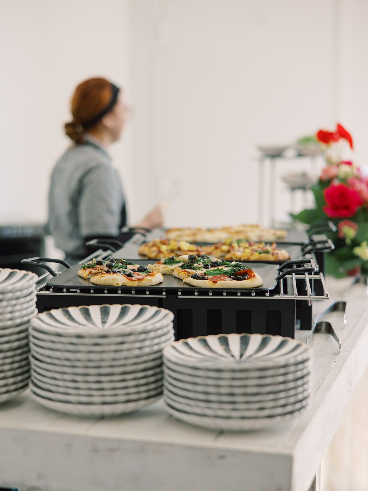Catering service in the daylight-filled hall