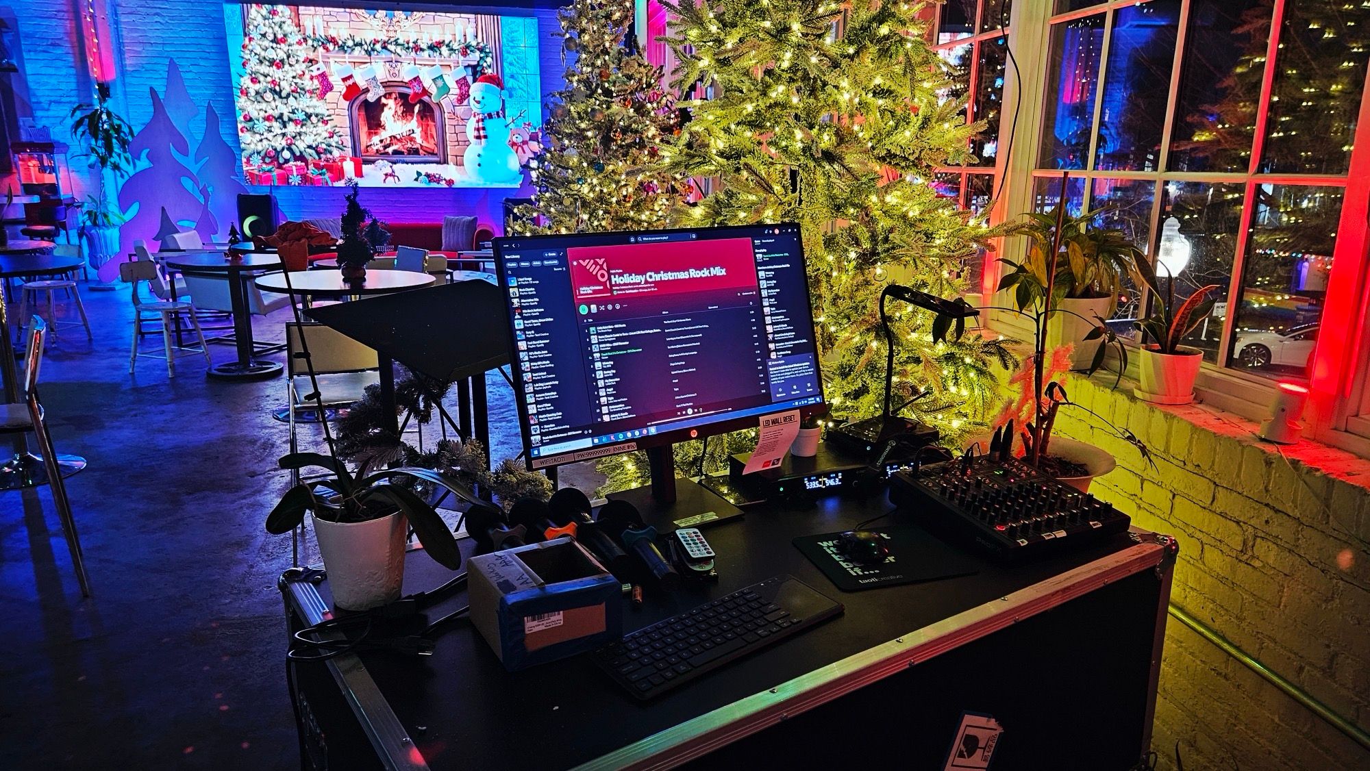 DJ station and LED wall