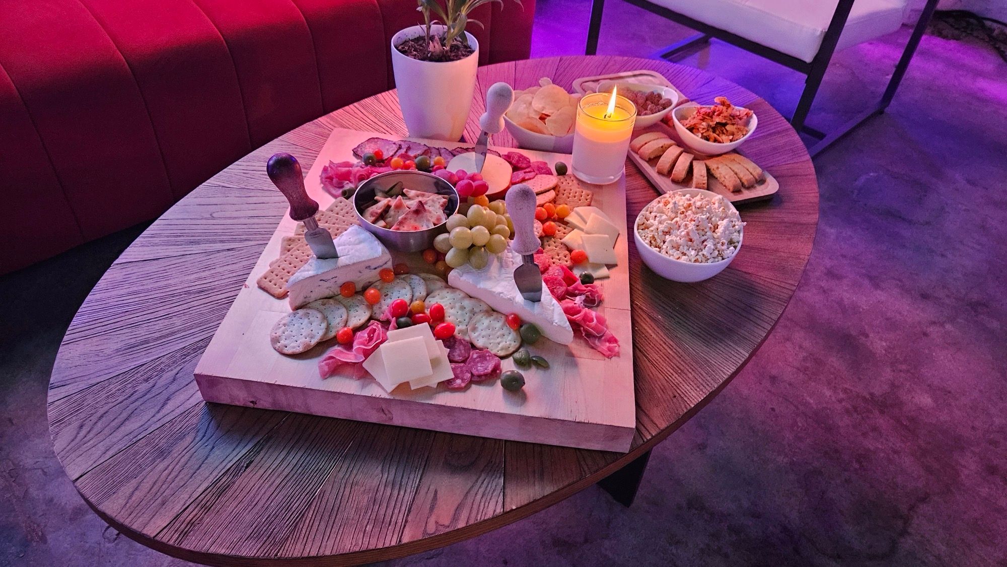 Charcuterie on the coffee table