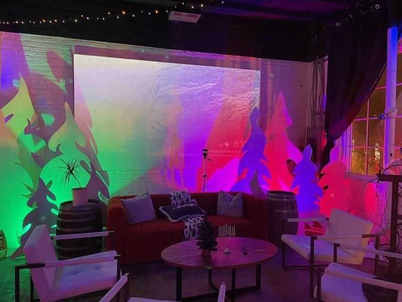 Lounge seating with theatrical lighting
