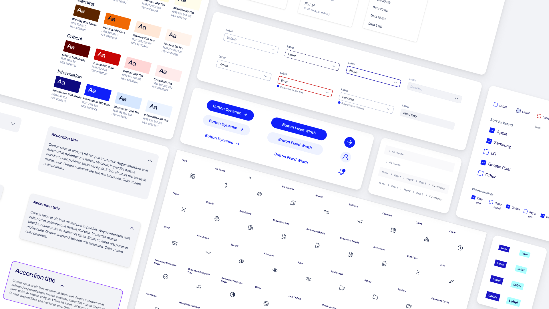 Oversikt av ulike design komponenter