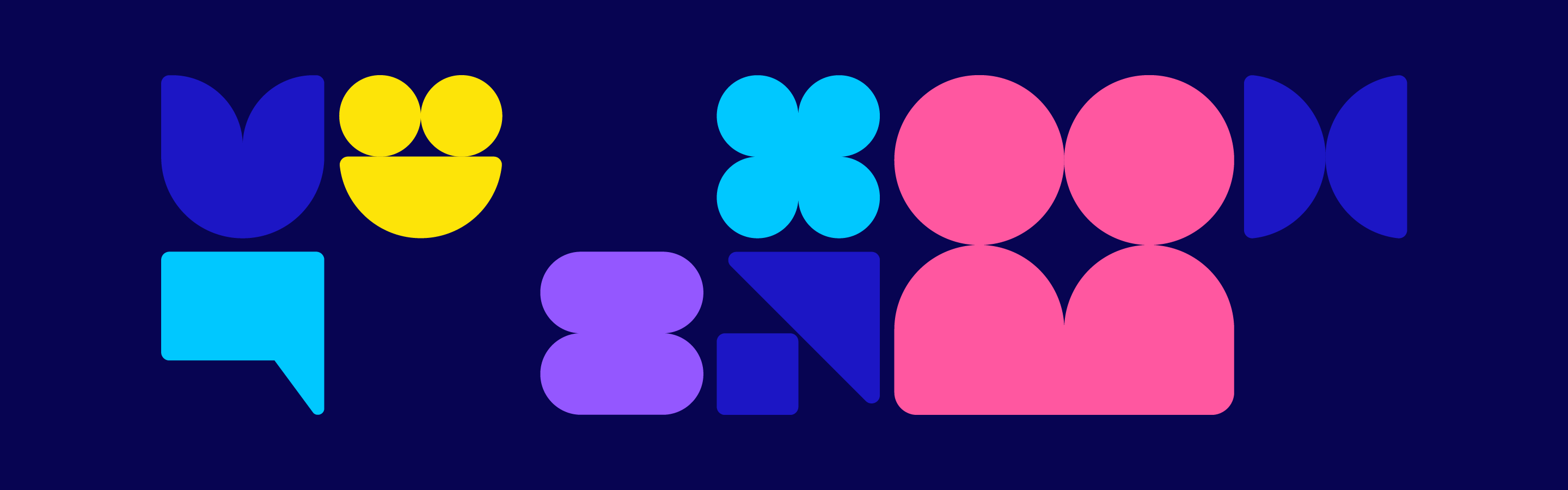 Graphic colorful shapes in a grid and text that says Face Forward.