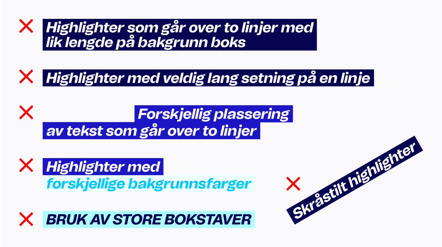 Feil bruk av highlighter