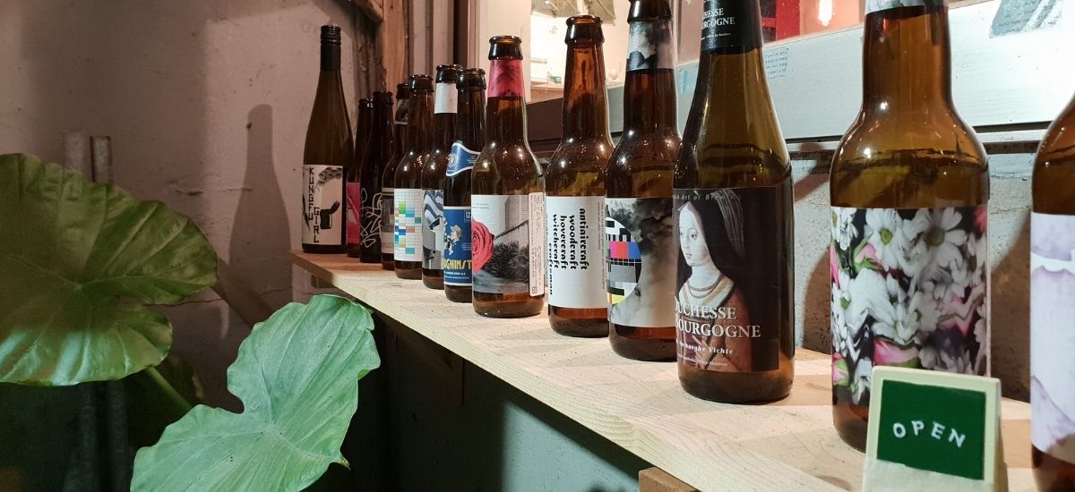 soju bottles in a south korean bar
