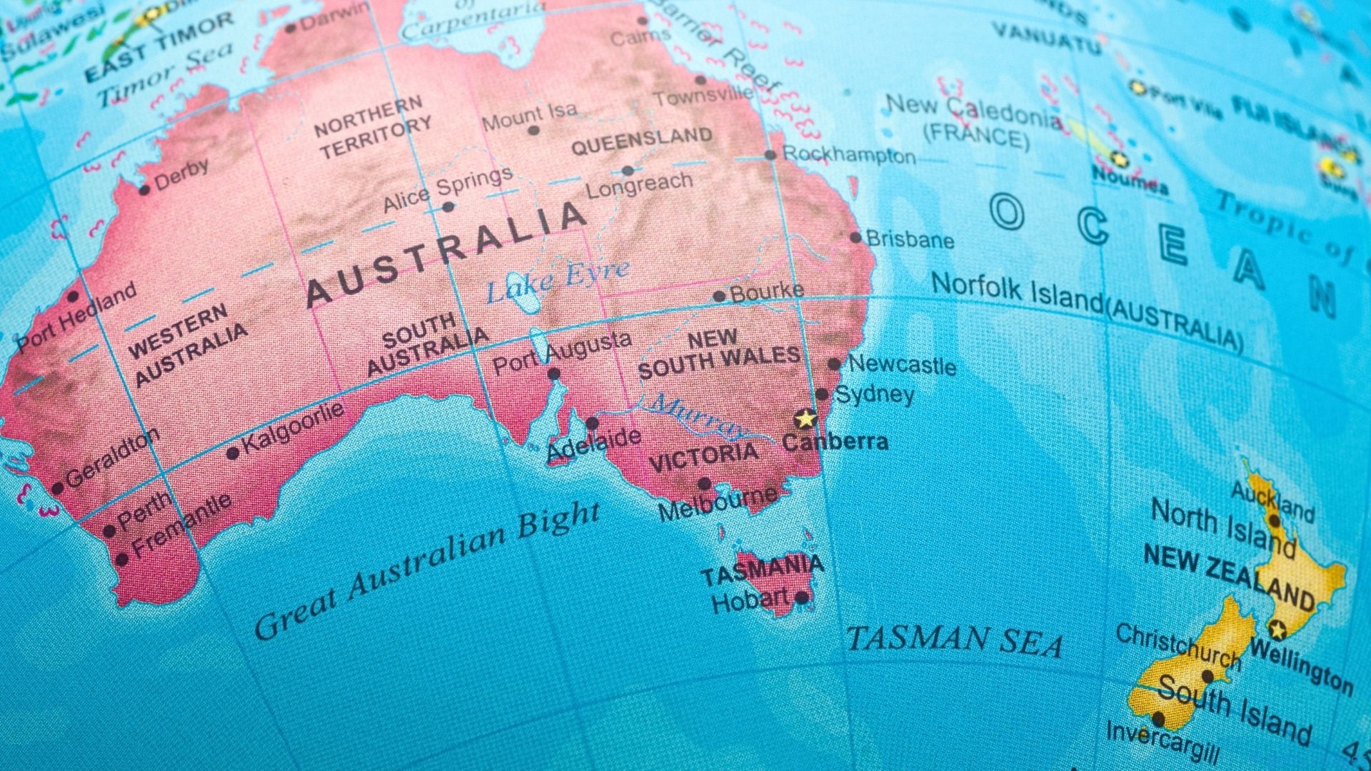 a map of australia and new zealand