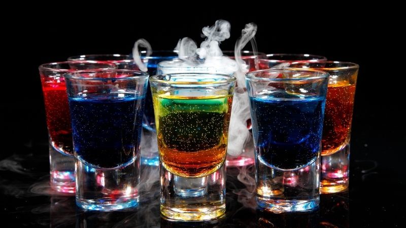 liqueurs in the glass