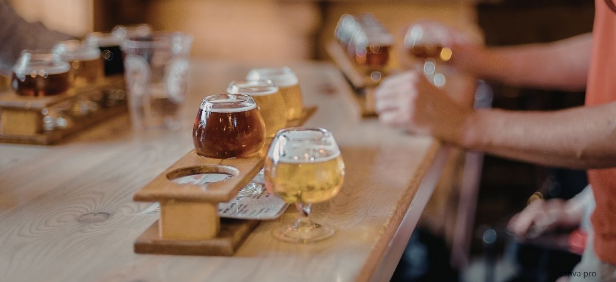 craft beers served in a beer bar