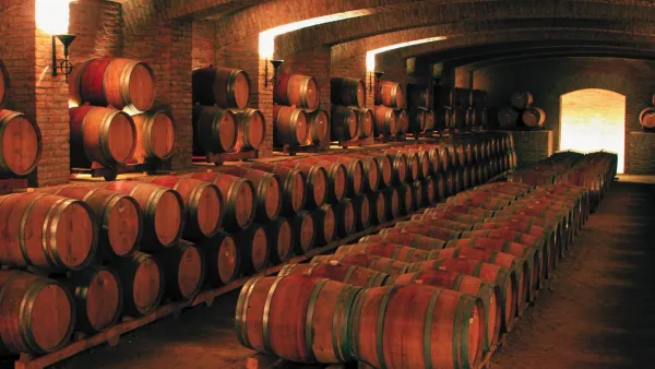 oak aging in the wine cellar underground