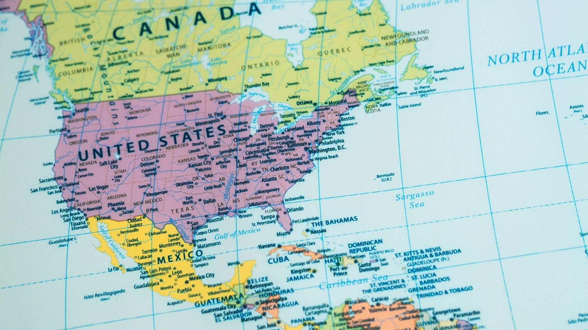 a map of north america