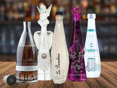 a collection of luxury expensive water offerings