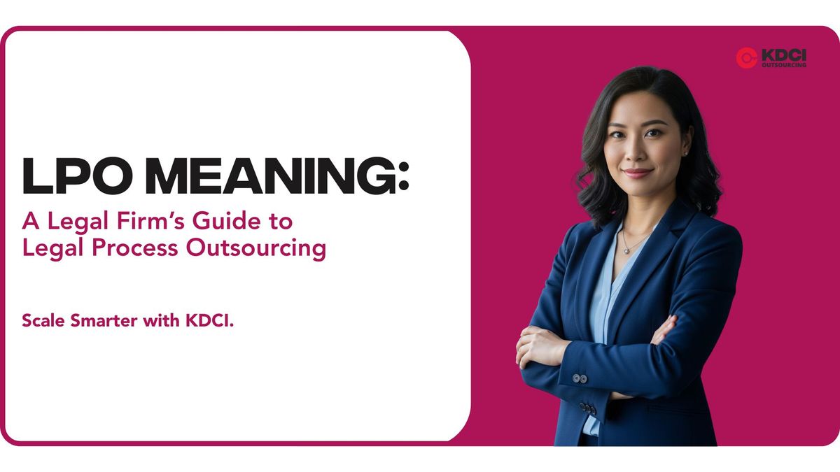 corporate professionals next to text "LPO Meaning: A Legal Firm’s Guide to Legal Process Outsourcing"