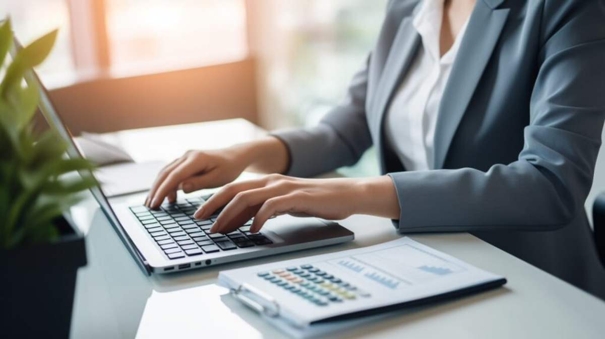 busineswoman hands working laptop, computing the cost to outsource in the philippines