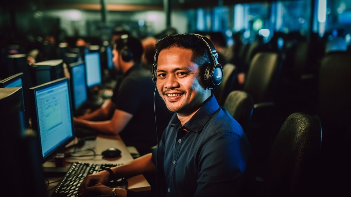 An image of a Filipino help desk support professional at work.