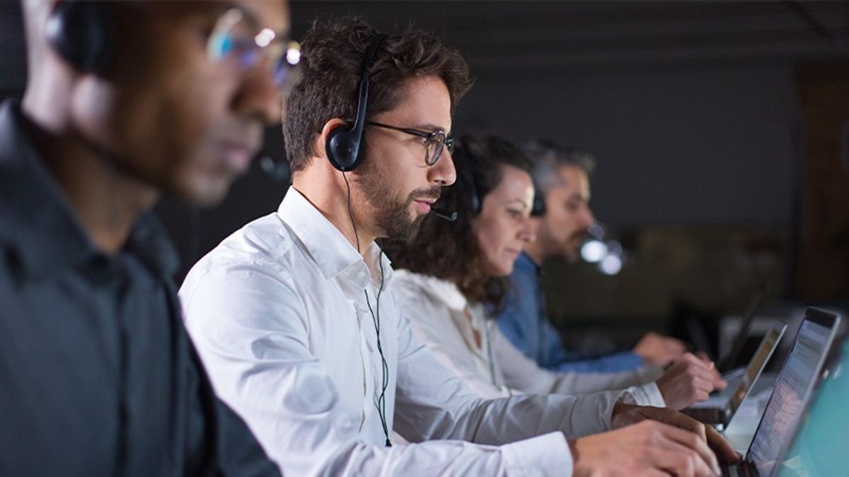 outsourcing, workers, working, with headphones on