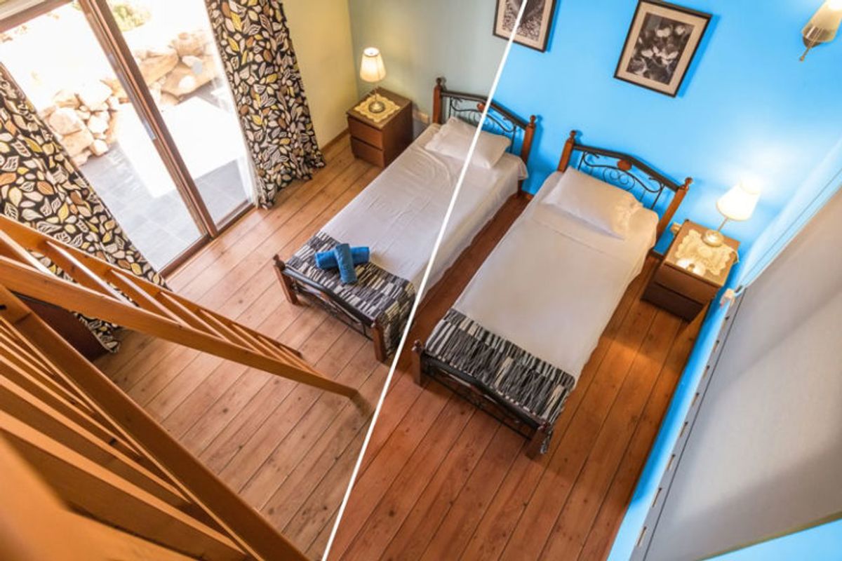 photo of bed retouched