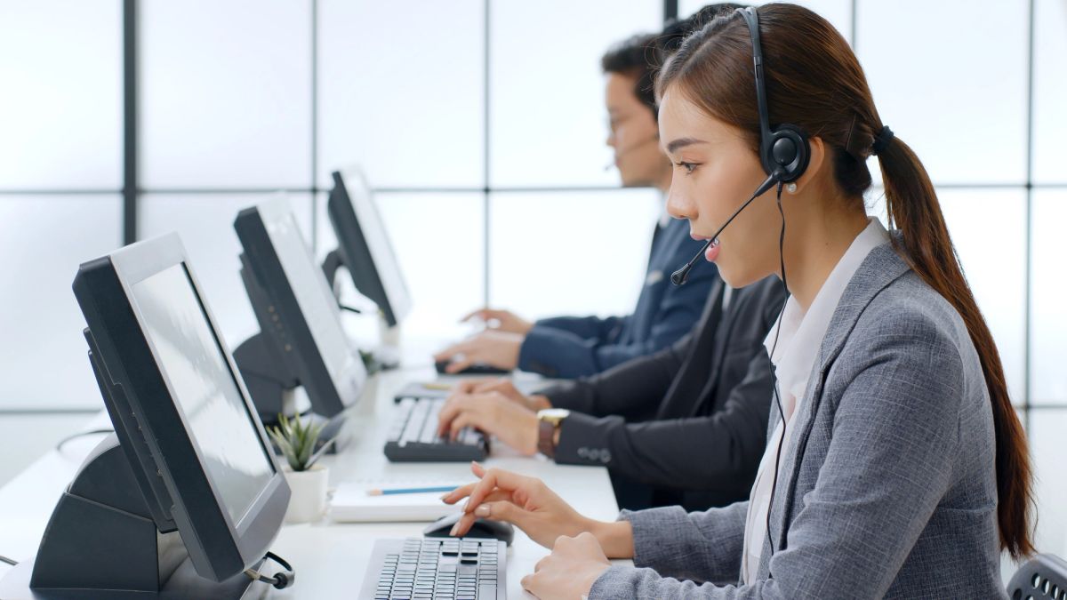 woman in a BPO work station