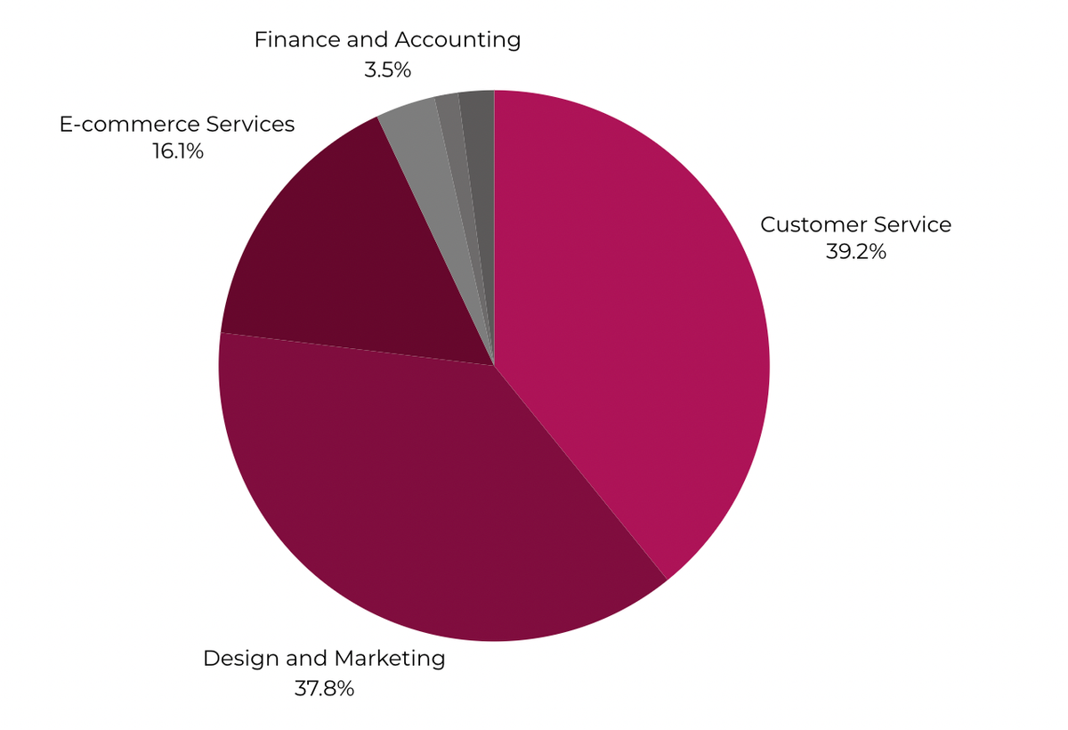 Pie Chart of the most outsourced business processes in the Philippines (2023)