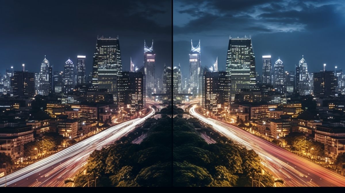 An image that visually demonstrates the concept of noise reduction in photo editing.