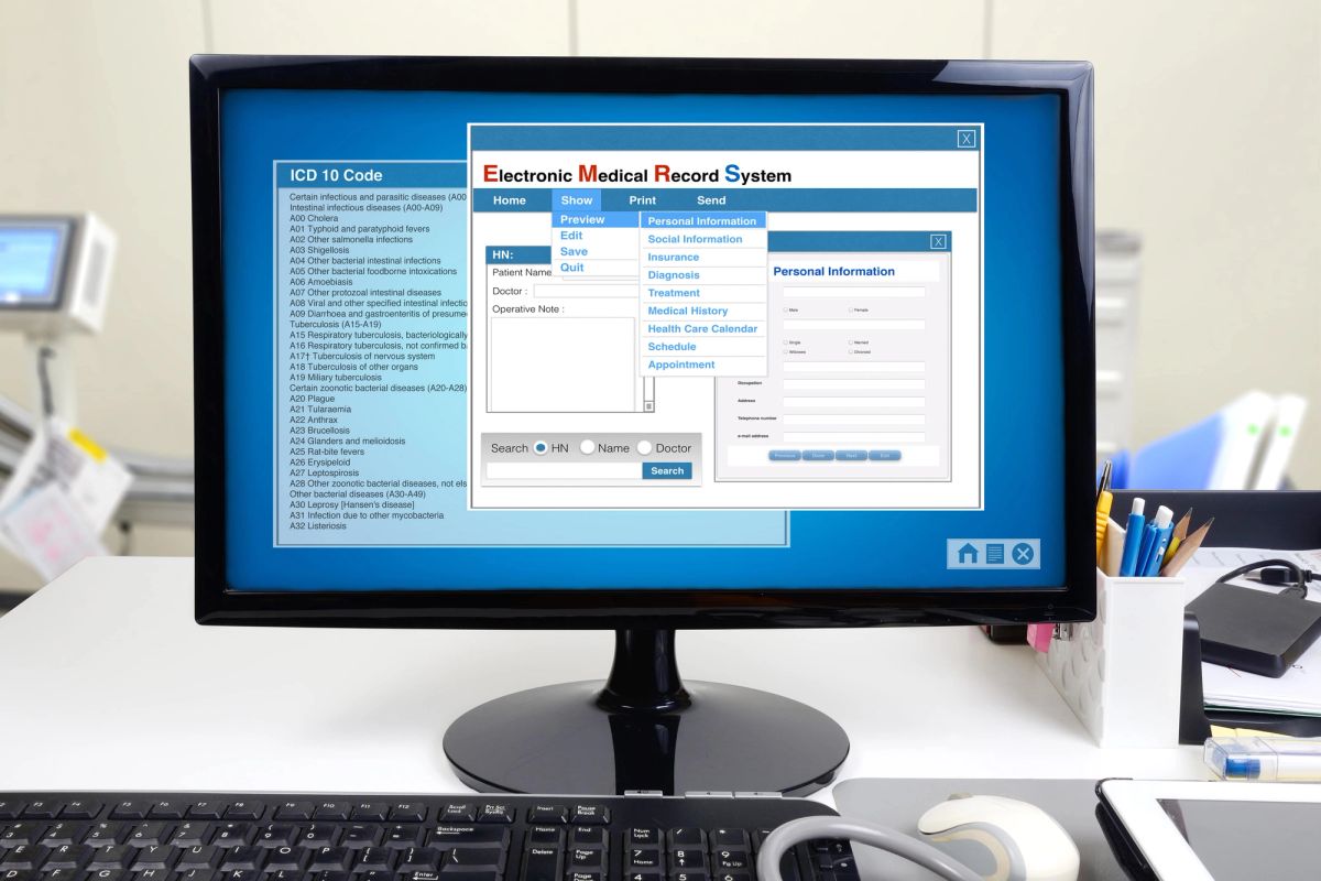 computer screen showing an Electronic Medical Record System
