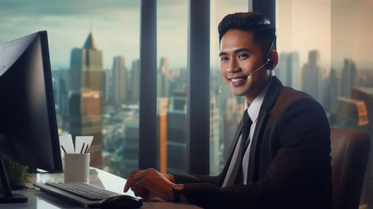 man smiling on camera wearing headset
