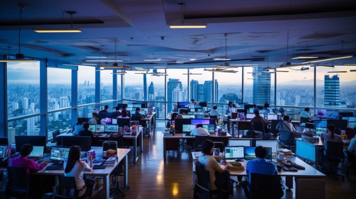 office floor with numerous employees