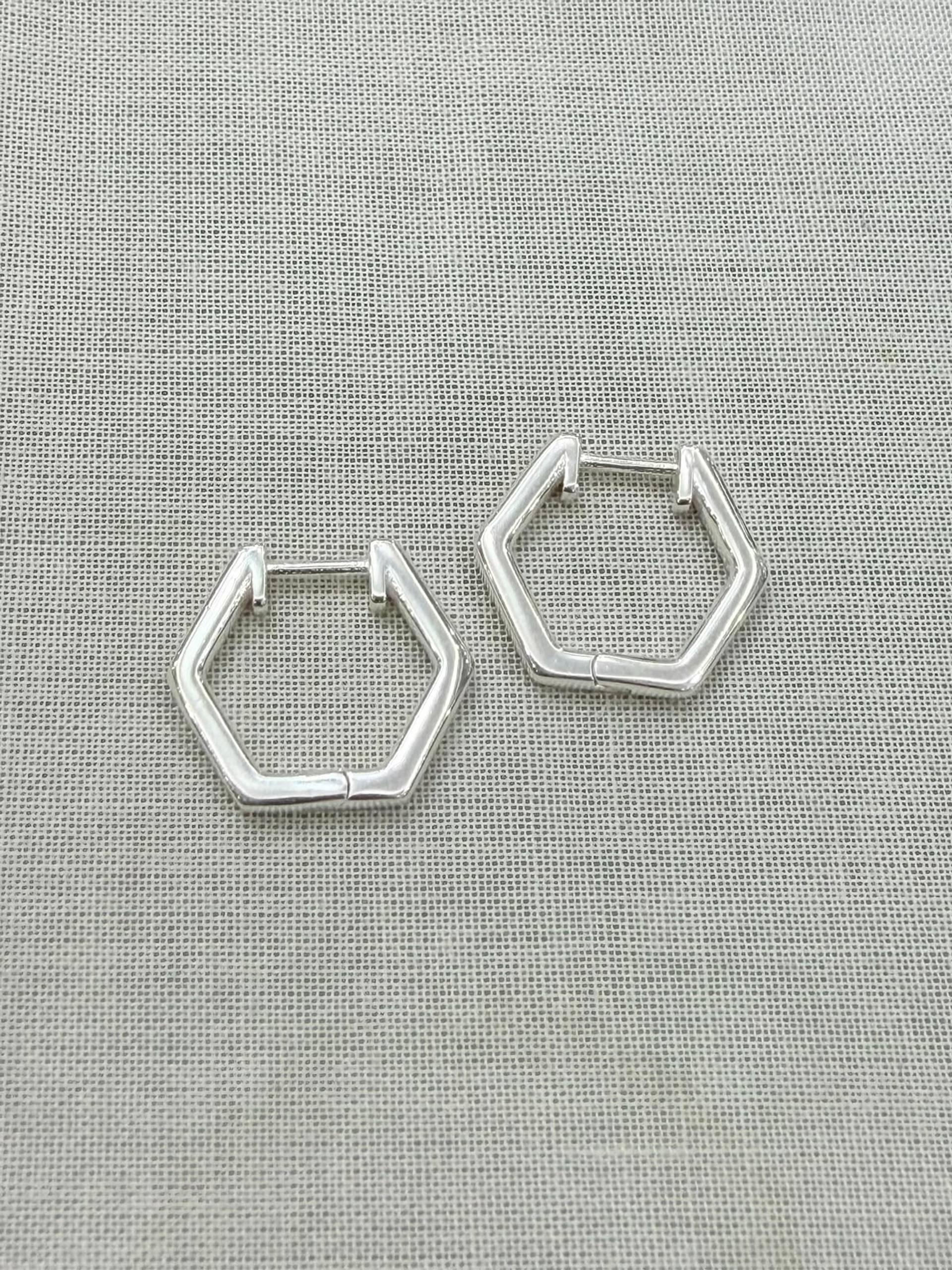 Argollas hexagonales de plata 925