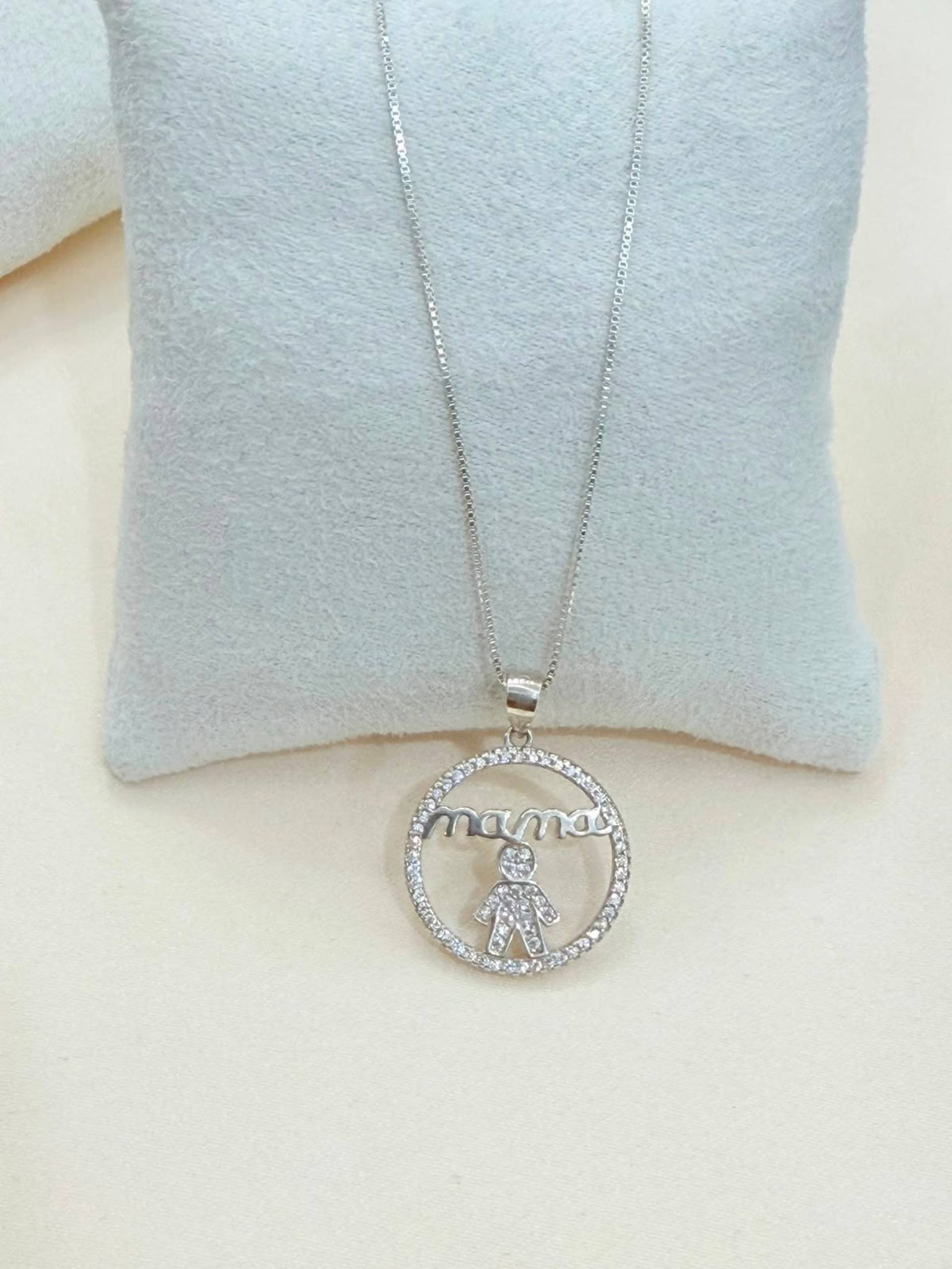 Collar Mamá y Niño Circular de plata 925