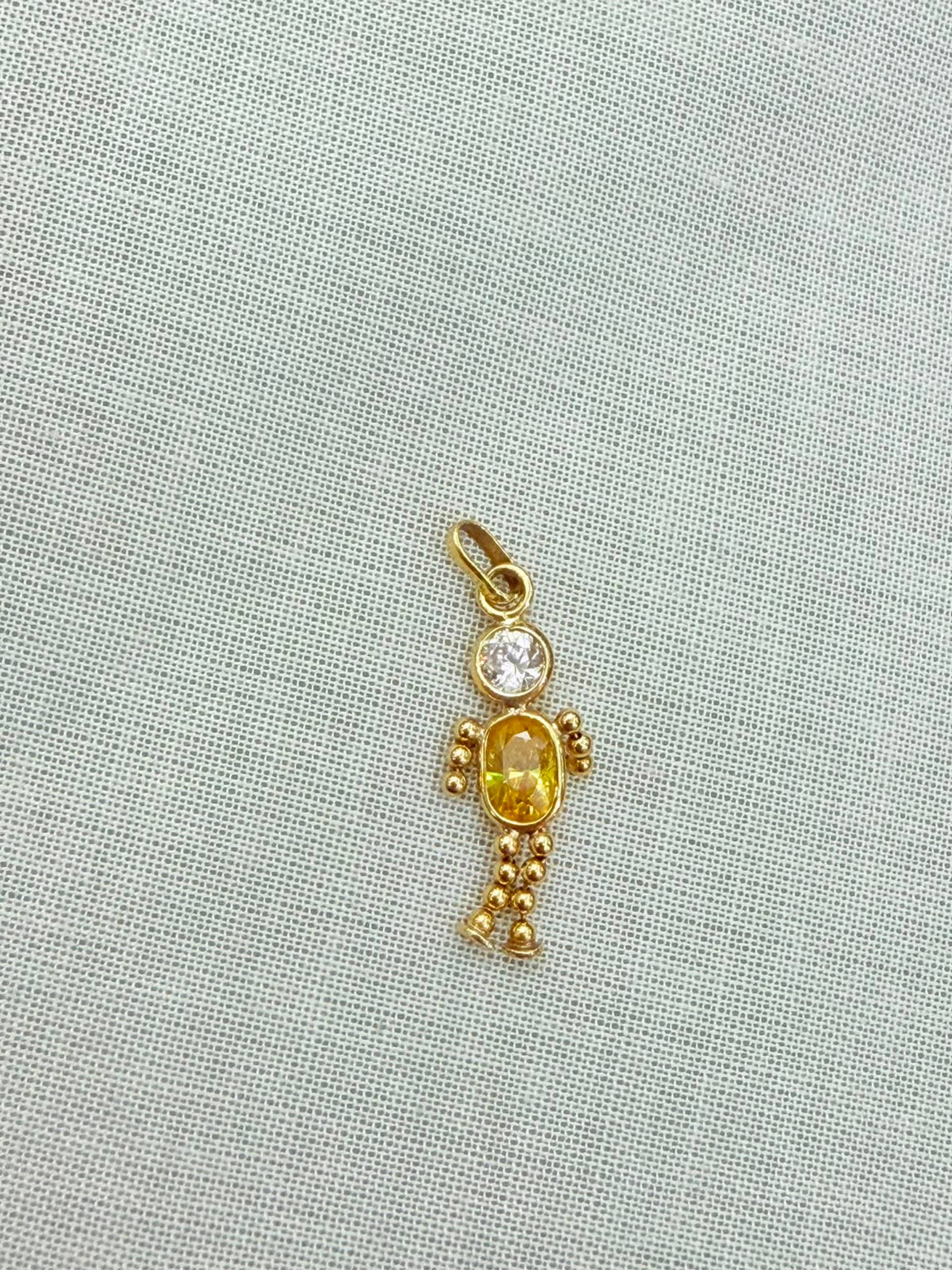 Dije Niño Cristal Ámbar Oro 18K