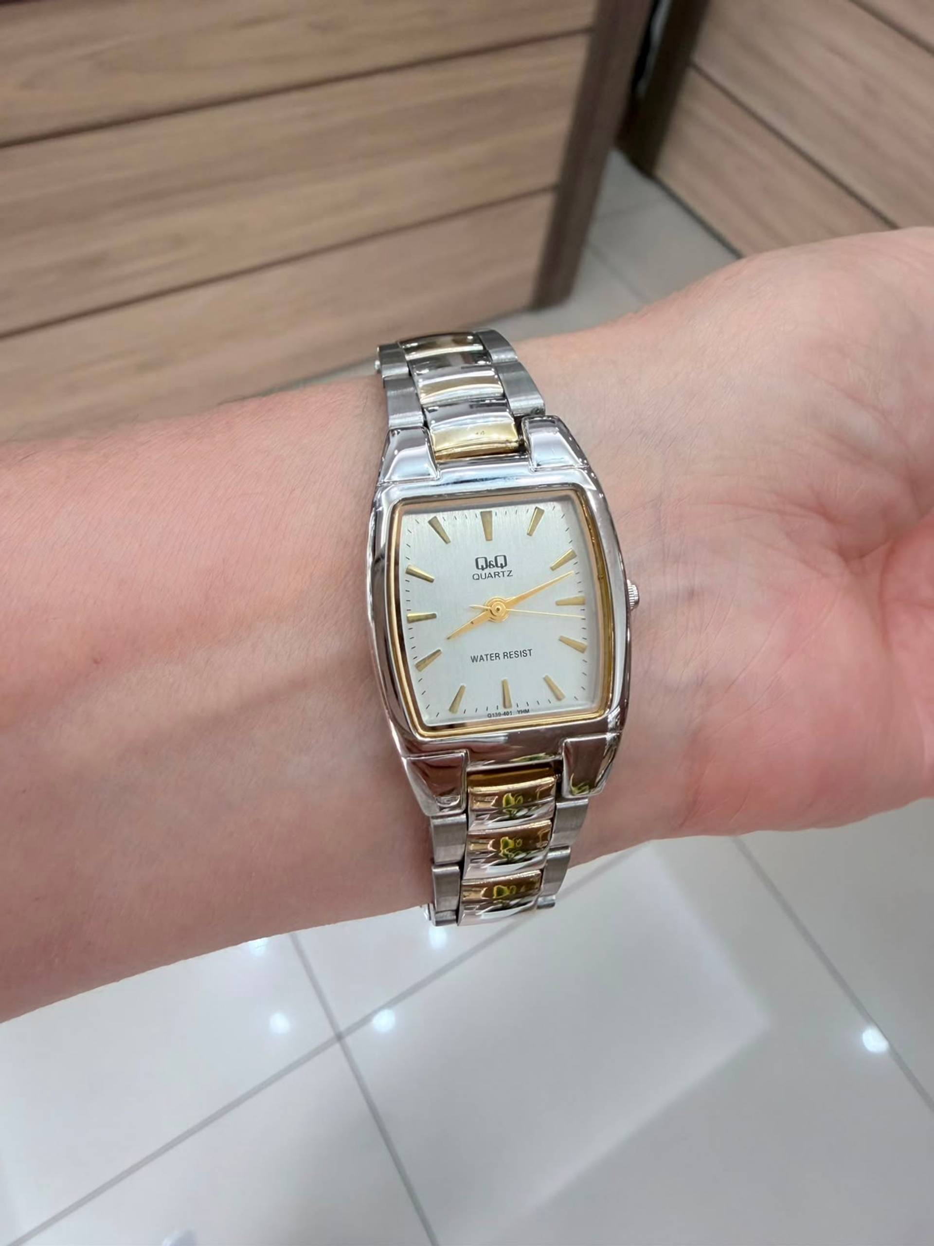 Reloj dama rectangular bicolor