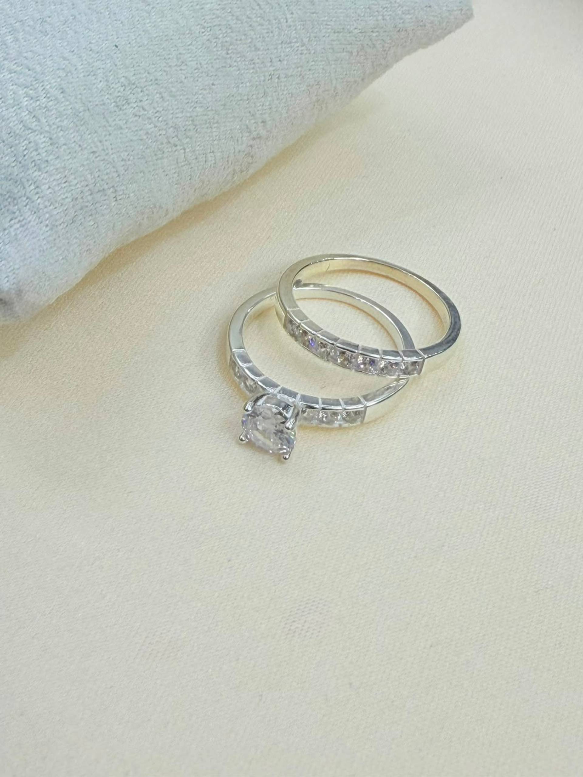 Doble Anillo de Compromiso de plata 925 · Vista 2