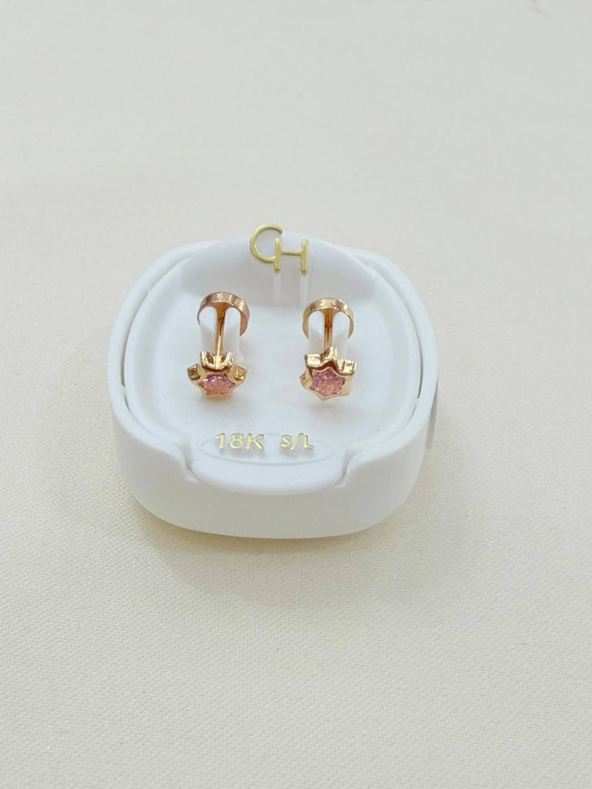Aros abridores CH de oro 18K estrella rosa