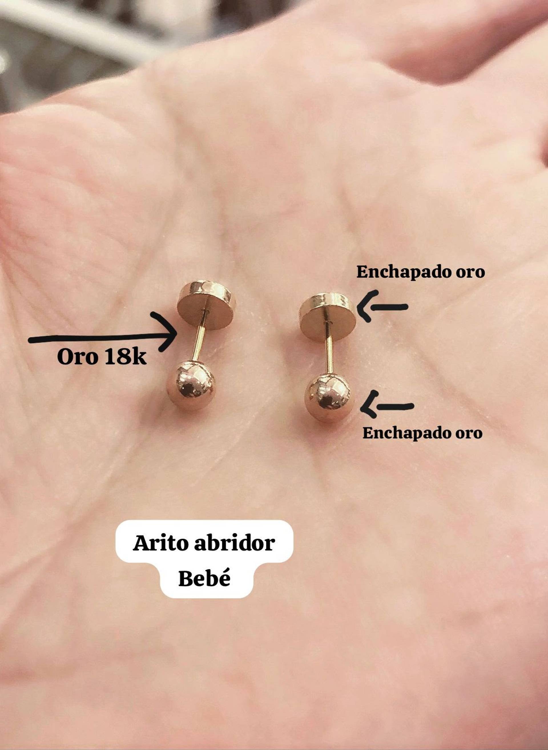Aritos Abridores Bebé Oro 18K y Enchapado, vista 2