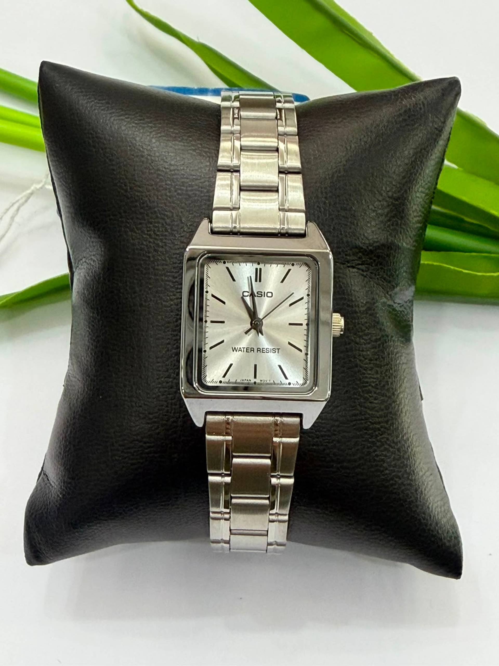 Reloj dama rectangular plata