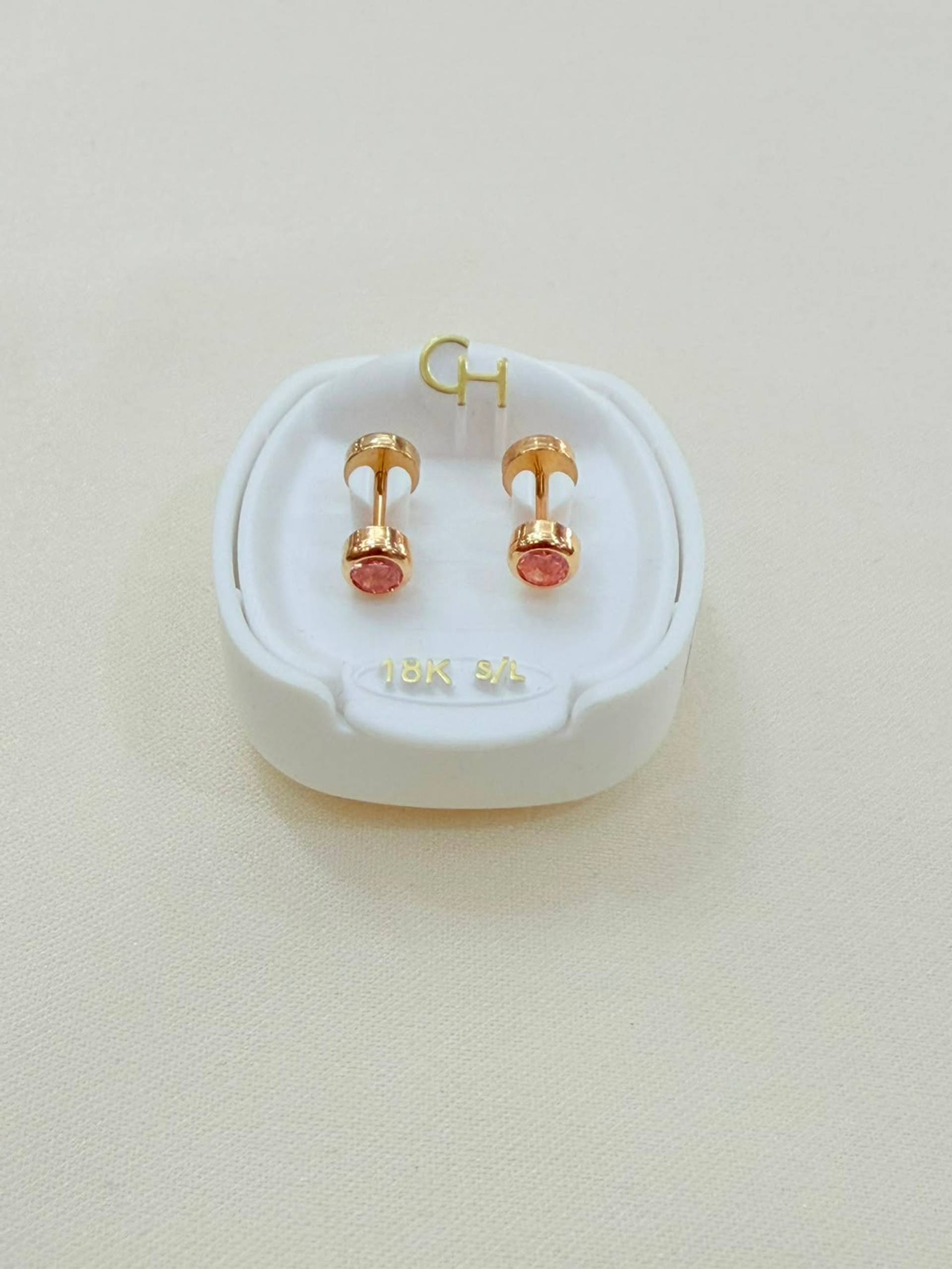 Aros abridores CH de oro 18K con circonia rosa